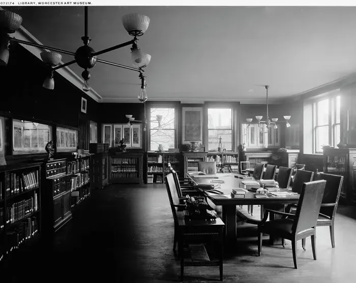 Framed Print : Library, Worcester Art Museum [Worcester, Mass.], between 1900 and 1920. Creator: Unknown