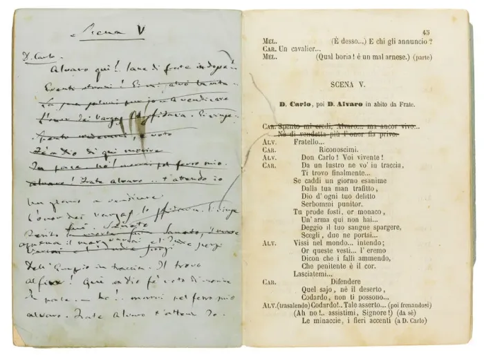 Framed Print : Libretto of the opera La forza del destino by F. M. Piave, revised by the composer, 1863 Framed Print : Libretto of the opera La forza del destino by F. M. Piave, revised by the composer, 1863