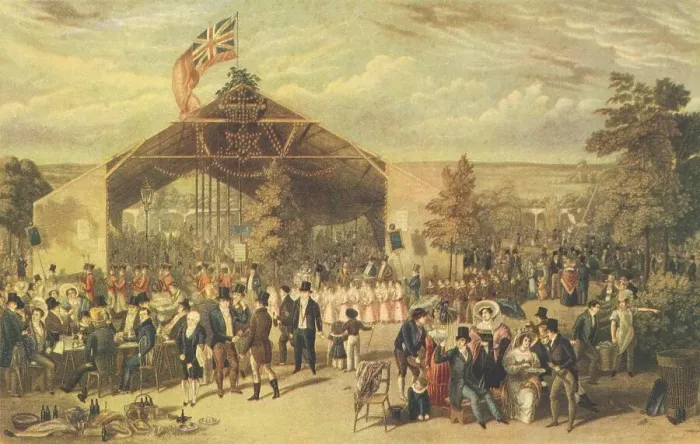 Framed Print : The Licensed Victuallers Annual Dinner, Mermaid Tavern, Hackney, 1866. Artist: George Hunt Framed Print : The Licensed Victuallers Annual Dinner, Mermaid Tavern, Hackney, 1866. Artist: George Hunt
