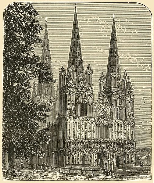 Lichfield Cathedral - The West Front, 1898. Creator: Unknown