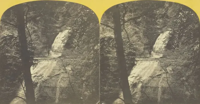 Framed Print : Lick Brook, near Ithaca, N. Y. 1st and 2d Falls, 1860 / 65. Creator: J. C. Burritt Framed Print : Lick Brook, near Ithaca, N. Y. 1st and 2d Falls, 1860 / 65. Creator: J. C. Burritt