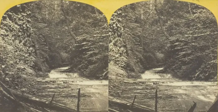 Framed Print : Lick Brook, near Ithaca, N. Y. View in Ravine above 2d Fall, 1860 / 65. Creator: J. C Framed Print : Lick Brook, near Ithaca, N. Y. View in Ravine above 2d Fall, 1860 / 65. Creator: J. C
