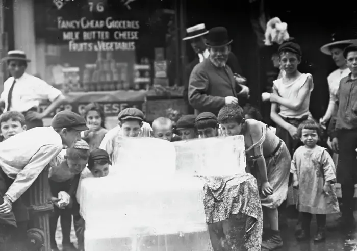 Framed Print : Licking blocks of ice on hot day, between c1910 and c1915. Creator: Bain News Service Framed Print : Licking blocks of ice on hot day, between c1910 and c1915. Creator: Bain News Service