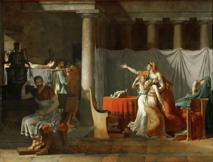 Framed Print : The Lictors Bring to Brutus the Bodies of His Sons, 1789 Framed Print : The Lictors Bring to Brutus the Bodies of His Sons, 1789