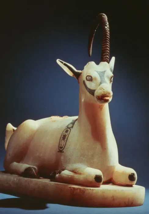 Framed Print : Lid of an unguent jar in the form of an ibex, from Tutankhamuns tomb, 14th century BC Framed Print : Lid of an unguent jar in the form of an ibex, from Tutankhamuns tomb, 14th century BC