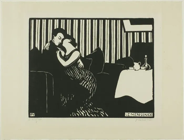 Framed Print : The Lie, plate one from Intimacies, 1897. Creator: Félix Vallotton Framed Print : The Lie, plate one from Intimacies, 1897. Creator: Félix Vallotton