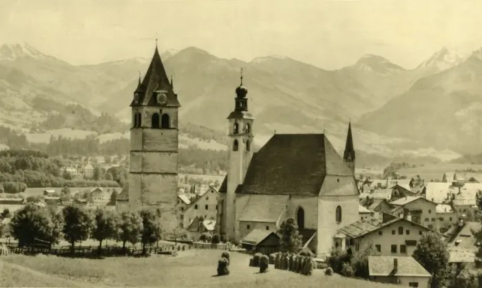 Framed Print : The Liebfrauenkirche and church of St Andreas, Kitzbühel, Tyrol, Austria, c1935 Framed Print : The Liebfrauenkirche and church of St Andreas, Kitzbühel, Tyrol, Austria, c1935
