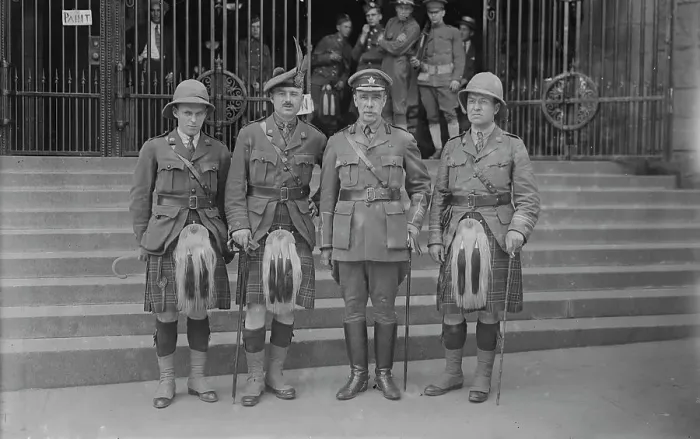 Framed Print : Lieut. Seely, Lt. Col. P.A. Guthrie, Col. J.S. Denis [i.e. Dennis], Capt. Black, July 1917. Creator: Bain News Service