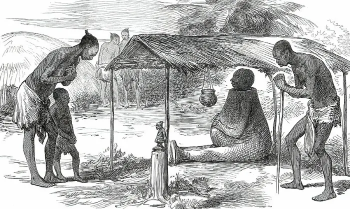 Framed Print : Lieutenant Cameron's Travels in Central Africa: Clay Idol at Bwarwé...1876. Creator: Unknown Framed Print : Lieutenant Cameron's Travels in Central Africa: Clay Idol at Bwarwé...1876. Creator: Unknown