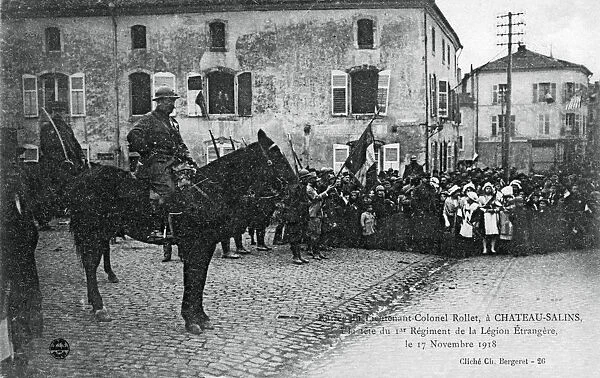 Lieutenant-Colonel Rollet entering Chateau-Salins, Moselle, France, 17 November 1918. Artist: C Bergeret