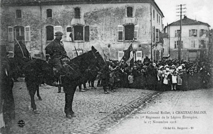 Framed Print : Lieutenant-Colonel Rollet entering Chateau-Salins, Moselle, France, 17 November 1918. Artist: C Bergeret Framed Print : Lieutenant-Colonel Rollet entering Chateau-Salins, Moselle, France, 17 November 1918. Artist: C Bergeret
