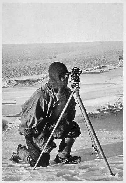 Lieutenant Evans surveying in the Antarctic, 1911-1912. Artist: Herbert Ponting