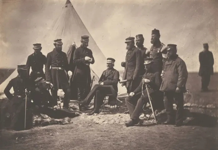 Framed Print : Lieutenant General Sir J. L. Pennefather and Staff, 1855. Creator: Roger Fenton Framed Print : Lieutenant General Sir J. L. Pennefather and Staff, 1855. Creator: Roger Fenton