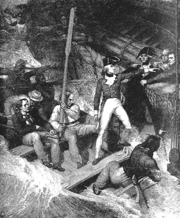Framed Print : Lieutenant Horatio Nelson Volunteering to Board a Prize in a Violent Gale, November 20... 1891. Creator: Richard Westall Framed Print : Lieutenant Horatio Nelson Volunteering to Board a Prize in a Violent Gale, November 20... 1891. Creator: Richard Westall