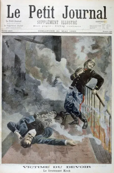 Framed Print : Lieutenant Kock, a victim of his duty, 1899. Artist: F Meaulle Framed Print : Lieutenant Kock, a victim of his duty, 1899. Artist: F Meaulle