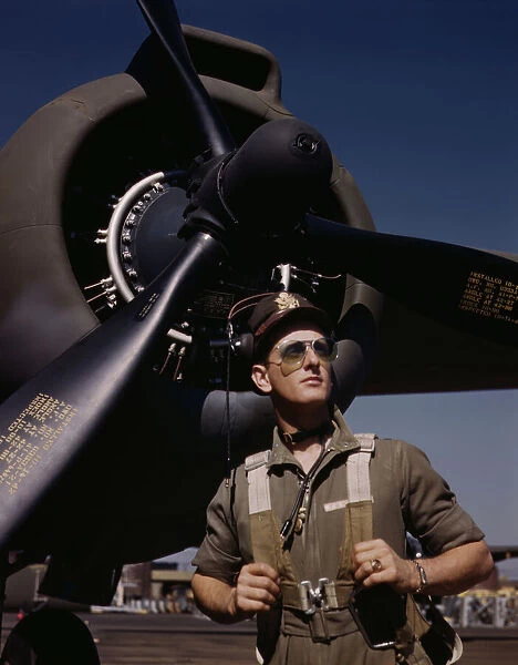 Lieutenant 'Mike'Hunter, Army pilot assigned to Douglas Aircraft Company, Long Beach, Calif. 1942. Creator: Alfred T Palmer