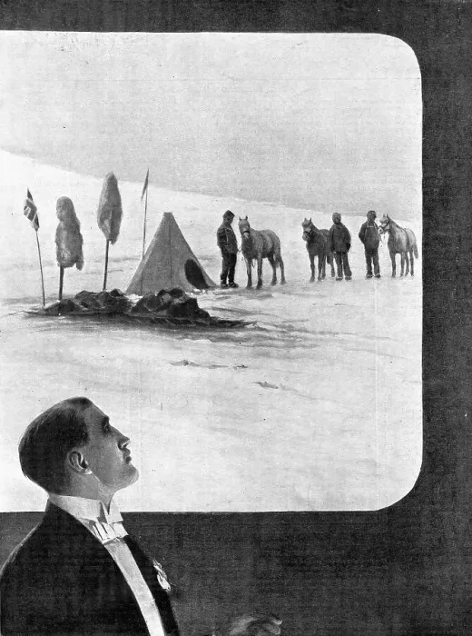 Framed Print : Lieutenant Shackleton giving his lecture before the Royal Geographical Society...1909. Creator: Samuel Begg Framed Print : Lieutenant Shackleton giving his lecture before the Royal Geographical Society...1909. Creator: Samuel Begg