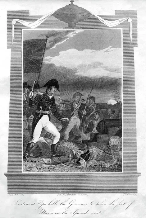 Framed Print : Lieutenant Yeo kills the governor and takes the fort of Muros on the Spanish coast, 1816. Artist: T Wallis Framed Print : Lieutenant Yeo kills the governor and takes the fort of Muros on the Spanish coast, 1816. Artist: T Wallis