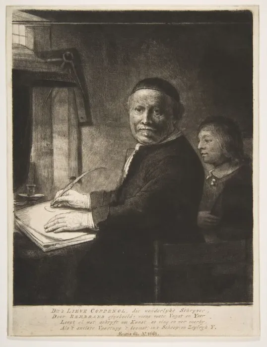 Framed Print : Lieven Willemsz van Coppenol with his Grandson, ca. 1658 Framed Print : Lieven Willemsz van Coppenol with his Grandson, ca. 1658