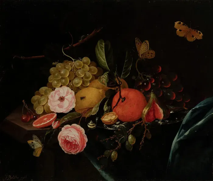 Framed Print : Still Life, 1650-1699. Creator: J Bruning Framed Print : Still Life, 1650-1699. Creator: J Bruning