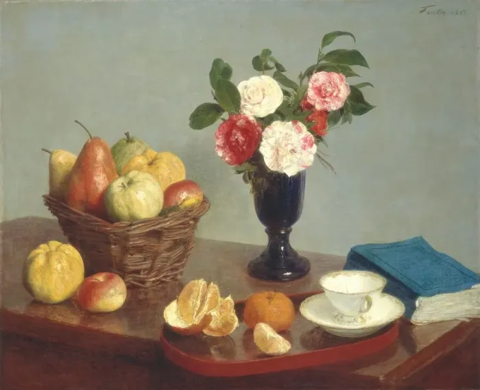 Framed Print : Still Life, 1866. Creator: Henri Fantin-Latour Framed Print : Still Life, 1866. Creator: Henri Fantin-Latour