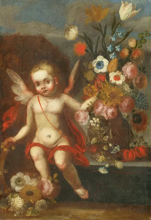 Framed Print : Still Life with Amor II, 1745-1755. Creator: Unknown Framed Print : Still Life with Amor II, 1745-1755. Creator: Unknown