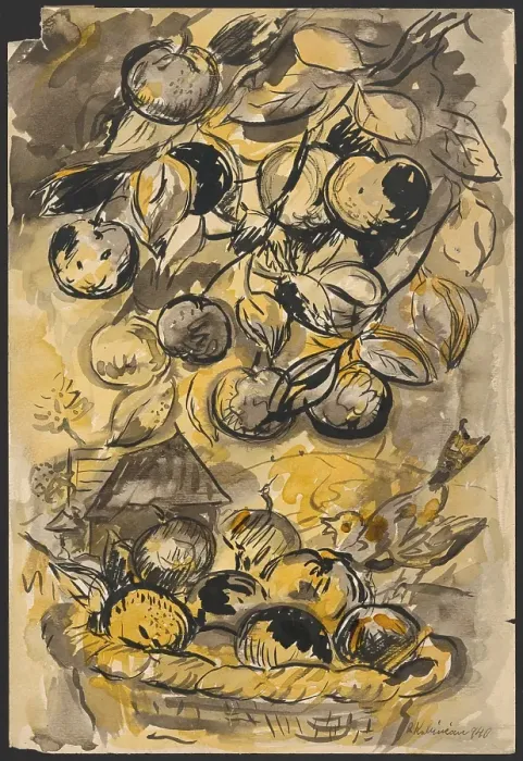 Framed Print : Still life with apples, 1940. Creator: Arnold Peter Weisz-Kubincan Framed Print : Still life with apples, 1940. Creator: Arnold Peter Weisz-Kubincan
