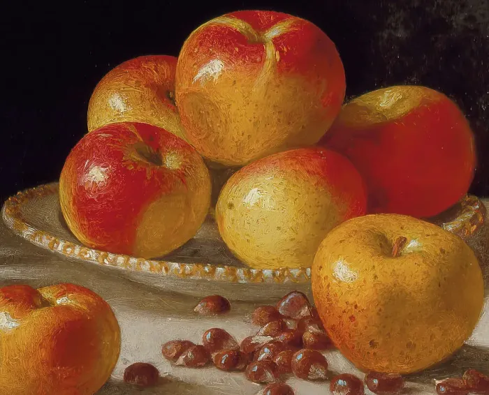 Framed Print : Still Life, Apples and Chestnuts, 1859. Creator: John F. Francis Framed Print : Still Life, Apples and Chestnuts, 1859. Creator: John F. Francis