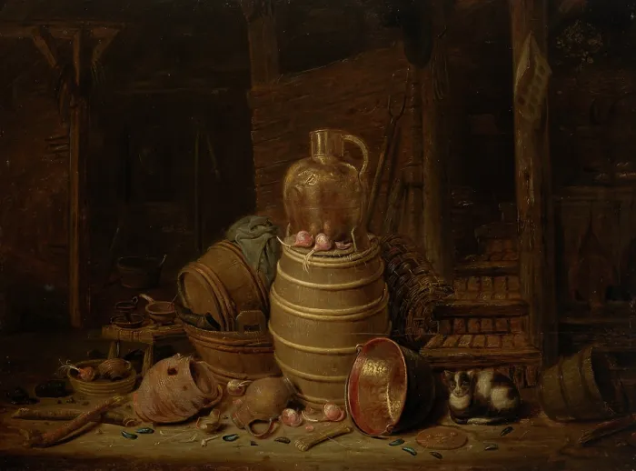 Framed Print : Still Life with a Barrel, c1640. Creator: Jan Spanjaert Framed Print : Still Life with a Barrel, c1640. Creator: Jan Spanjaert