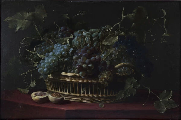 Still life with a basket of grapes