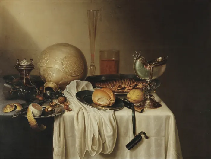 Framed Print : Still Life with a Bearded Man Crock and a Nautilus Shell Cup, First Half of 17th century. Creator: Stomme, Marten Boelema de (1611-1644) Framed Print : Still Life with a Bearded Man Crock and a Nautilus Shell Cup, First Half of 17th century. Creator: Stomme, Marten Boelema de (1611-1644)