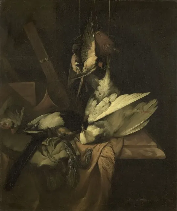 Framed Print : Still Life with Birds and Implements of the Hunt, 1684. Creator: William Gowe Ferguson Framed Print : Still Life with Birds and Implements of the Hunt, 1684. Creator: William Gowe Ferguson