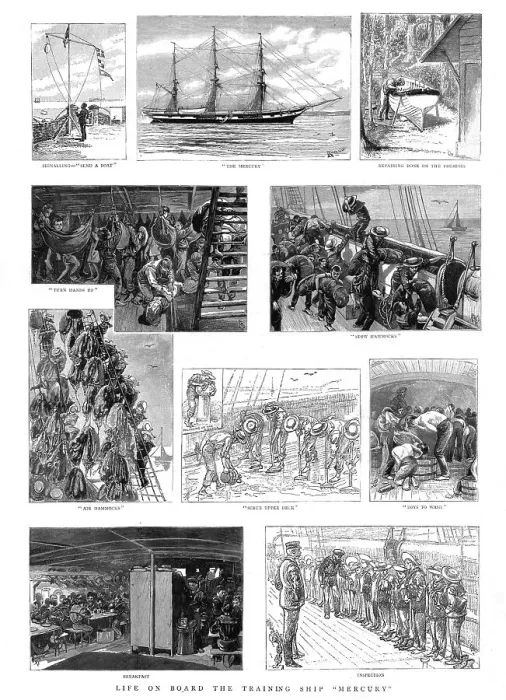 Framed Print : Life on board the Training Ship Mercury, 1890. Creator: Unknown. Life on board the Training Ship Mercury, 1890. Creator: Unknown Framed Print : Life on board the Training Ship Mercury, 1890. Creator: Unknown. Life on board the Training Ship Mercury, 1890. Creator: Unknown