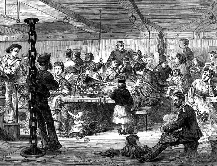 Framed Print : Life on board a troop-ship: dinner-time, 1873. Creator: Unknown Framed Print : Life on board a troop-ship: dinner-time, 1873. Creator: Unknown