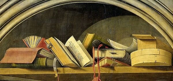 Still Life with Books in a Niche, 1442-1445. Creator: Barthélemy d'Eyck