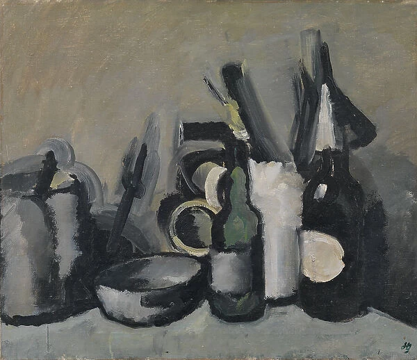 Still Life with Bottle, 1923. Creator: Harald Giersing