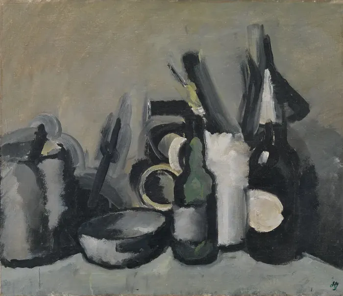 Framed Print : Still Life with Bottle, 1923. Creator: Harald Giersing Framed Print : Still Life with Bottle, 1923. Creator: Harald Giersing