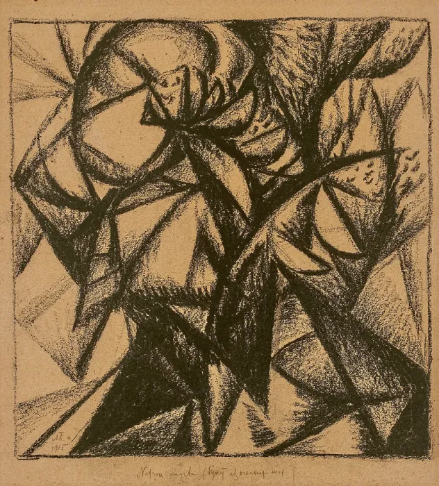 Framed Print : Still life - Bouquet with Autumn Leaves, 1915. Creator: Bogomazov, Alexander Konstantinovich (1880-1930) Framed Print : Still life - Bouquet with Autumn Leaves, 1915. Creator: Bogomazov, Alexander Konstantinovich (1880-1930)