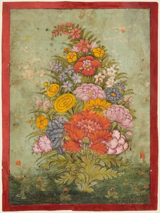 Framed Print : Still life: Bouquet of Flowers Emerging from the Grass, c. 1750. Creator: Unknown Framed Print : Still life: Bouquet of Flowers Emerging from the Grass, c. 1750. Creator: Unknown