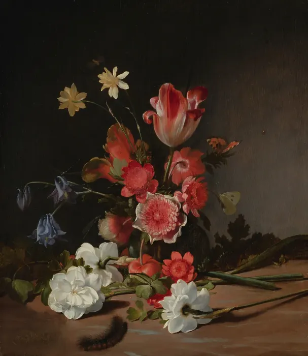 Framed Print : Still Life with a Bouquet in the Making, c1660-1690. Creator: Dirck de Bray Framed Print : Still Life with a Bouquet in the Making, c1660-1690. Creator: Dirck de Bray