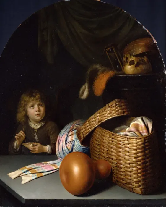 Framed Print : Still Life with a Boy Blowing Soap-bubbles, c. 1635. Artist: Dou, Gerard (Gerrit) (1613-1675) Framed Print : Still Life with a Boy Blowing Soap-bubbles, c. 1635. Artist: Dou, Gerard (Gerrit) (1613-1675)