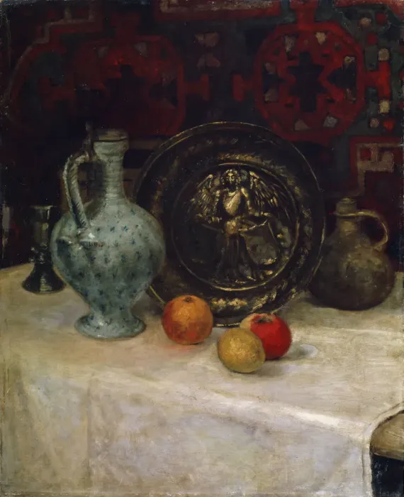 Framed Print : Still Life with a Brass Plate, late 19th or early 20th century. Artist: Paula Modersohn-Becker Framed Print : Still Life with a Brass Plate, late 19th or early 20th century. Artist: Paula Modersohn-Becker