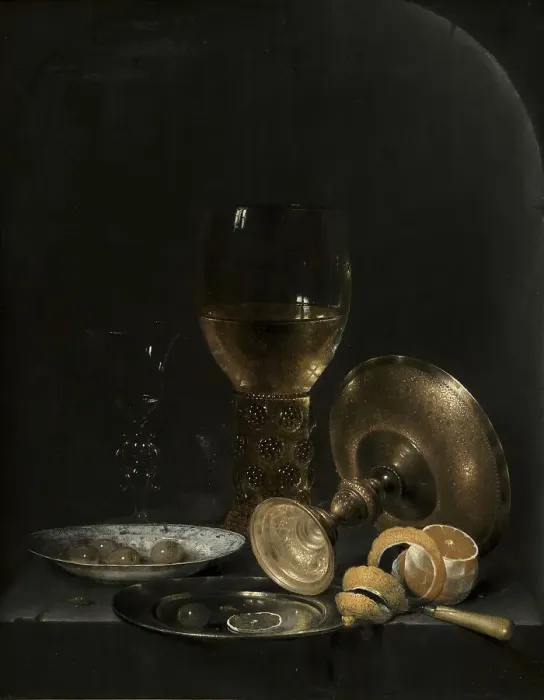 Framed Print : Still life. Breakfast Piece in a Stone Niche, 1640-1649. Creator: Jan Hendricksz van Zuylen