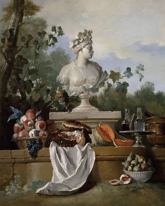 Framed Print : Still life with the bust of America, 1722. Creator: Oudry, Jean-Baptiste (1686-1755) Framed Print : Still life with the bust of America, 1722. Creator: Oudry, Jean-Baptiste (1686-1755)