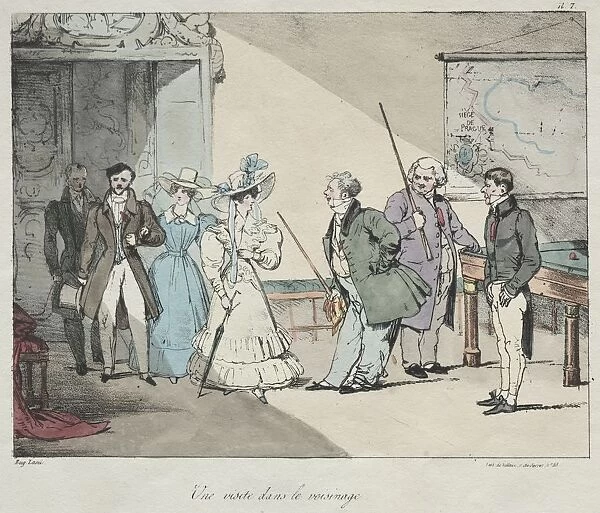 Life of the Chateau: A Visit in the Neighborhood, 1828. Creator: Eugene Louis Lami (French