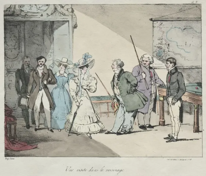 Framed Print : Life of the Chateau: A Visit in the Neighborhood, 1828. Creator: Eugene Louis Lami (French Framed Print : Life of the Chateau: A Visit in the Neighborhood, 1828. Creator: Eugene Louis Lami (French