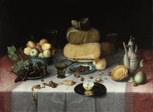 Still Life with Cheese, c. 1615. Artist: Dyck (Dijck), Floris Claesz. van (ca 1575-1651)