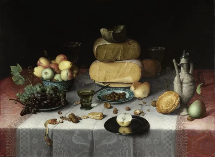 Framed Print : Still Life with Cheese, c. 1615. Artist: Dyck (Dijck), Floris Claesz. van (ca 1575-1651) Framed Print : Still Life with Cheese, c. 1615. Artist: Dyck (Dijck), Floris Claesz. van (ca 1575-1651)