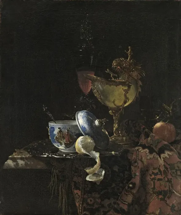 Framed Print : Still Life with a Chinese Bowl, Nautilus Cup and Other Objects, 1662. Creator: Willem Kalf