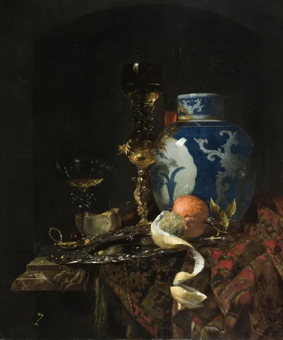 Framed Print : Still Life with a Chinese Porcelain Jar, 1669. Creator: Willem Kalf